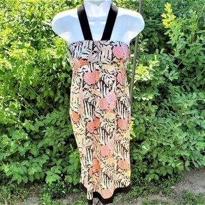 Zara Basic Floral Halter Dress Pullover Summer Tropical Size Small